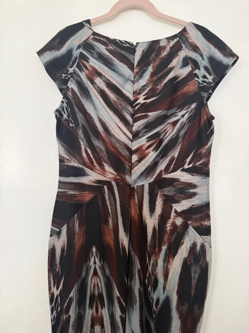 Calvin Klein Brown, Black & Ivory Abstract Midi Dress - Picture 3 of 4